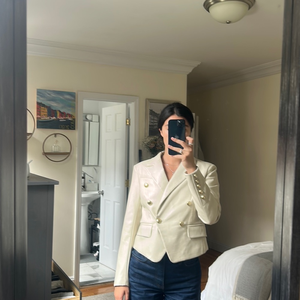 7 for all man kind leather cropped blazer